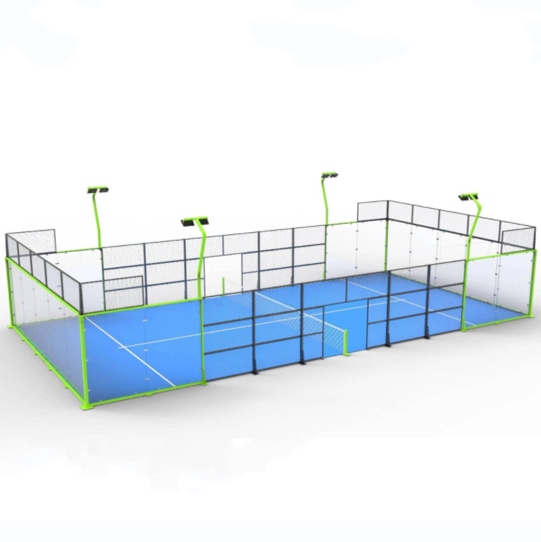 Double Paddle Tennis Court Different Colors Best Selling Full View Panoramic Padel Court